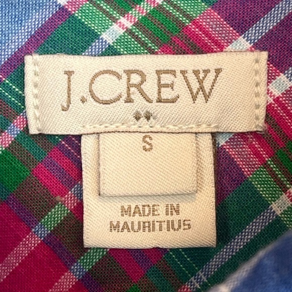 J. Crew Men's Blue Plaid Button Up Shirt Sz S Blue Green Red Easter Work Prep - Picture 3 of 13